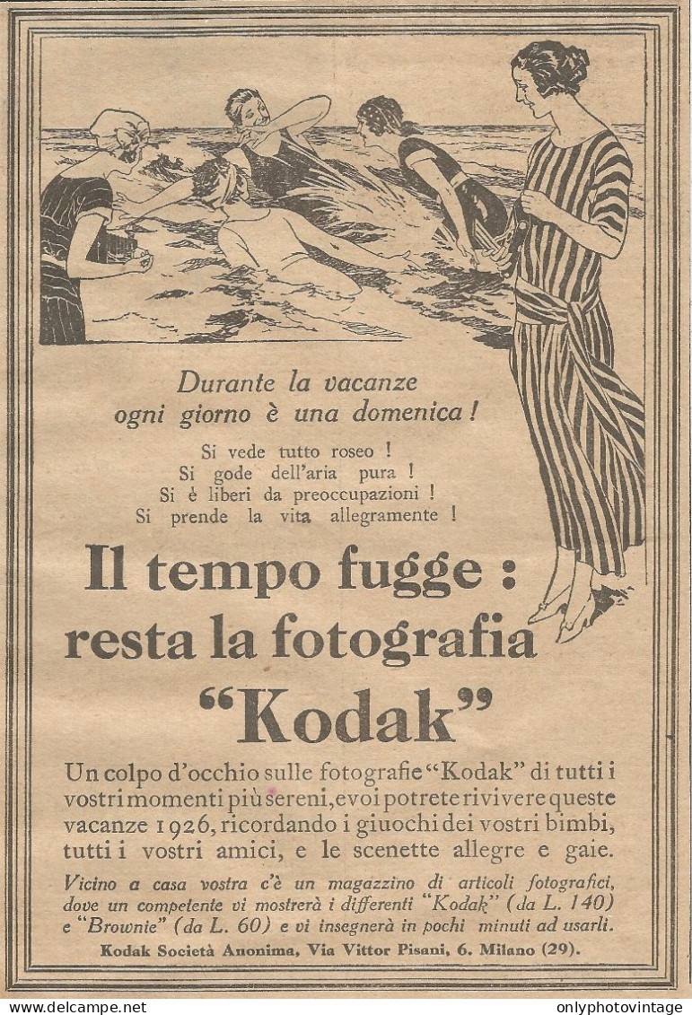 W1080 KODAK Il Tempo Fugge: Resta La Fotografia - Pubblicità 1926 - Advertising - Advertising