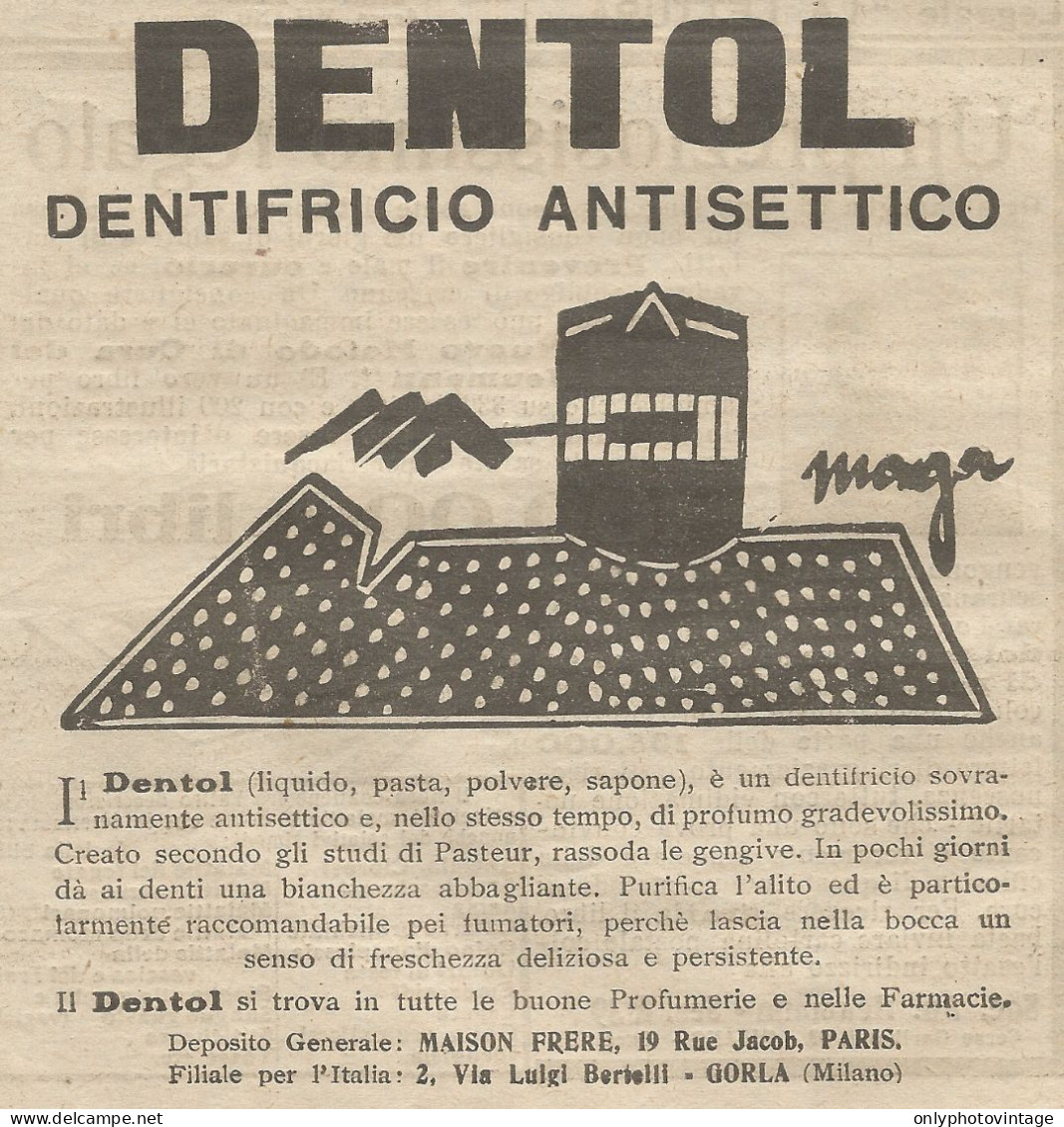 W1060 Dentifricio Antisettico DENTOL - Pubblicità 1926 - Advertising - Advertising