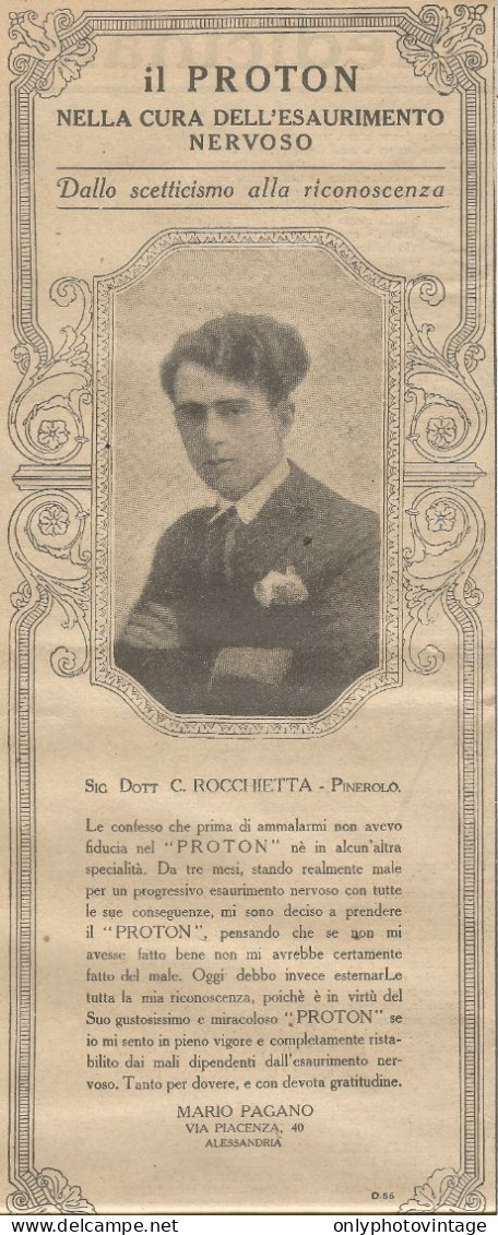 W1050 PROTON - Mario Pagano - Alessandria - Pubblicità 1926 - Advertising - Advertising