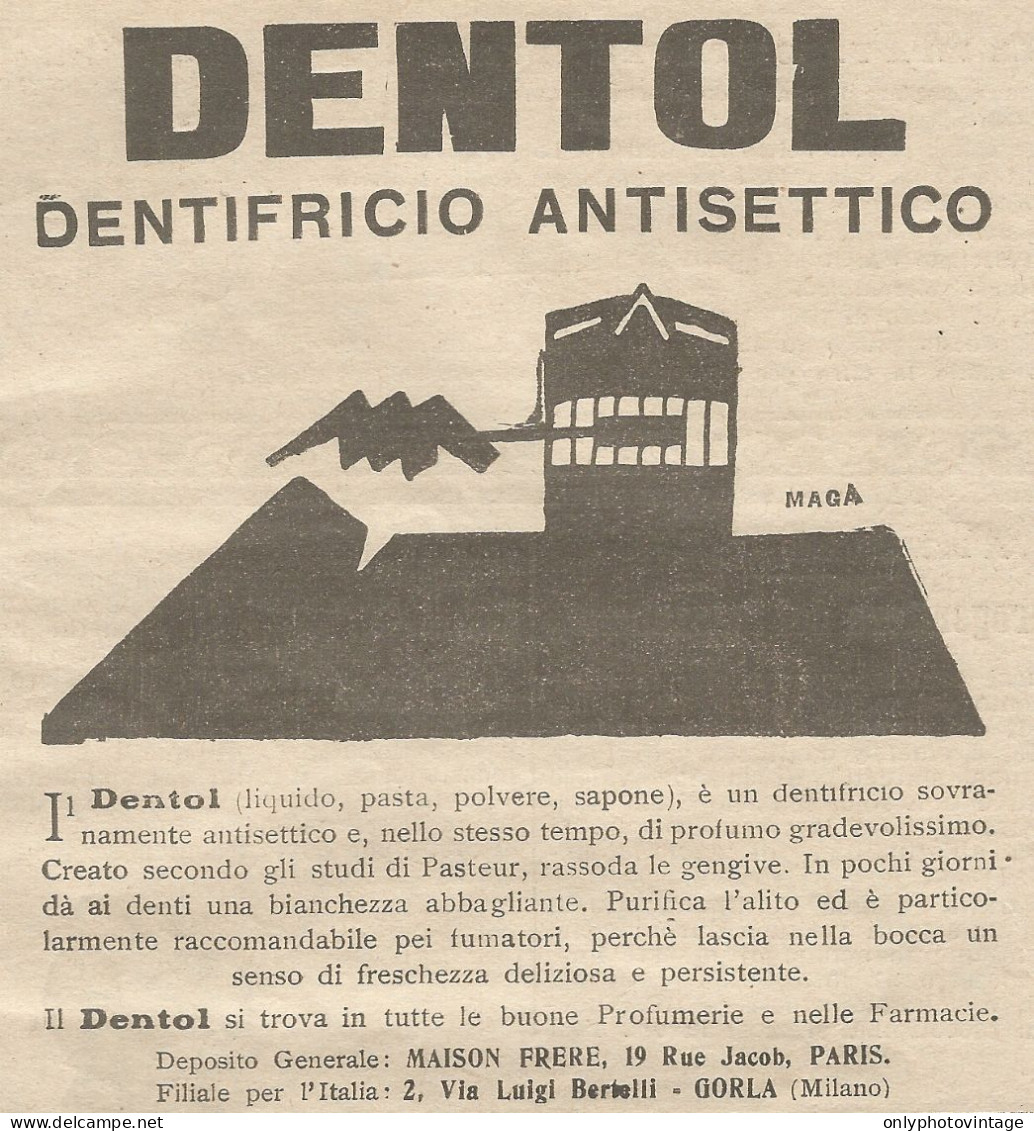 W1056 Dentifricio Antisettico DENTOL - Pubblicità 1926 - Advertising - Advertising