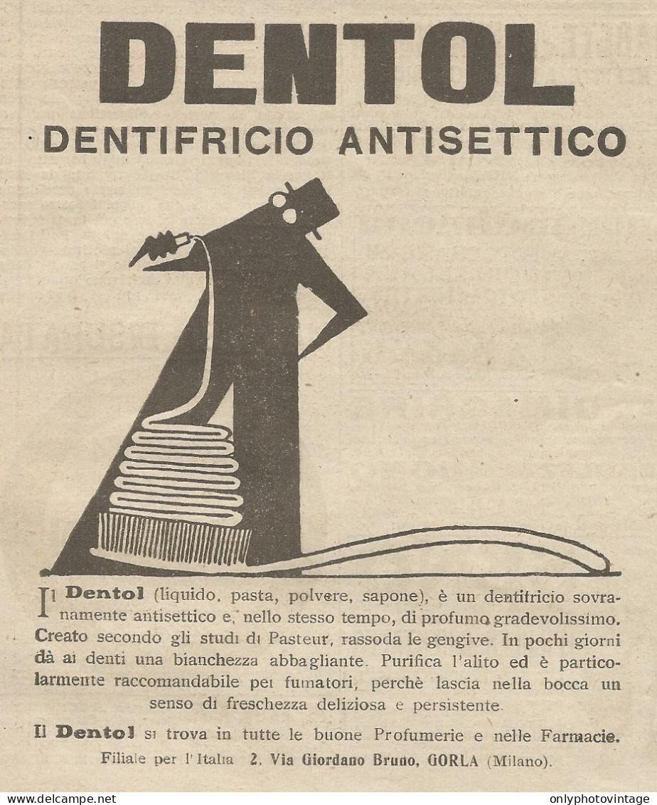 W1055 Dentifricio Antisettico DENTOL - Pubblicità 1926 - Advertising - Publicités