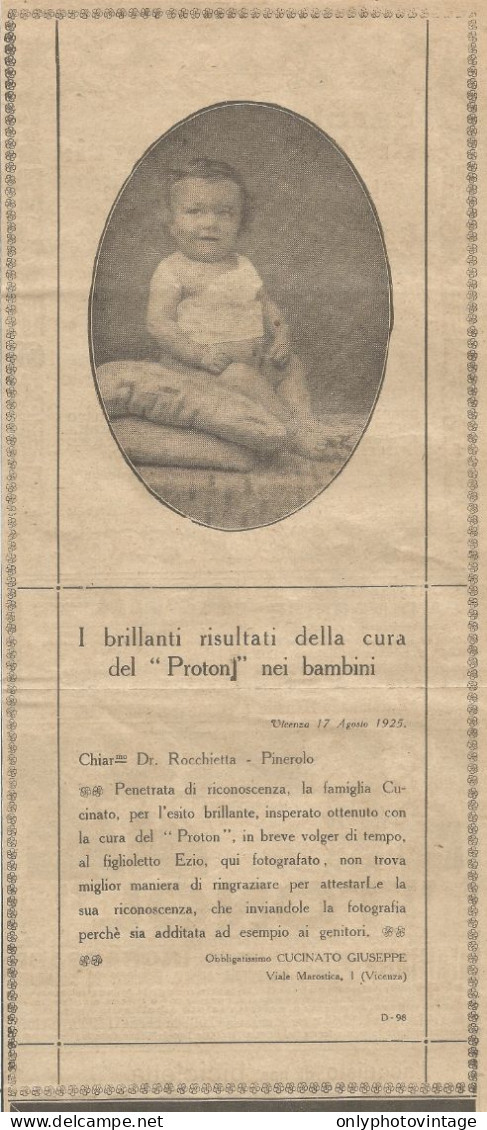 W1038 PROTON - Cucinato Giuseppe - Vicenza - Pubblicità 1926 - Advertising - Advertising