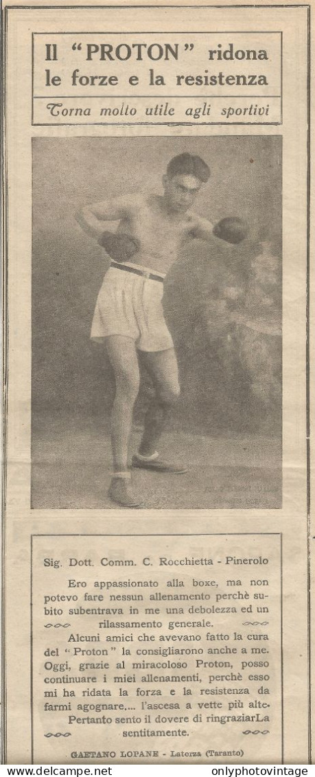 W1042 PROTON - Gaetano Lopane - Laterza - Pubblicità 1926 - Advertising - Advertising