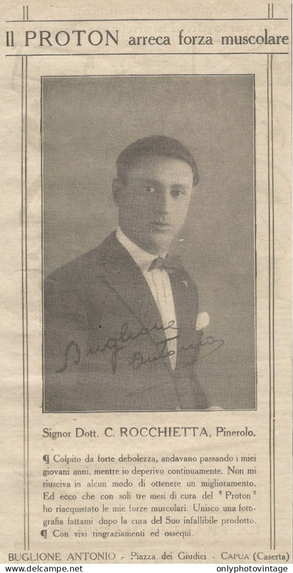 W1035 PROTON - Buglione Antonio - Capua - Pubblicità 1926 - Advertising - Advertising