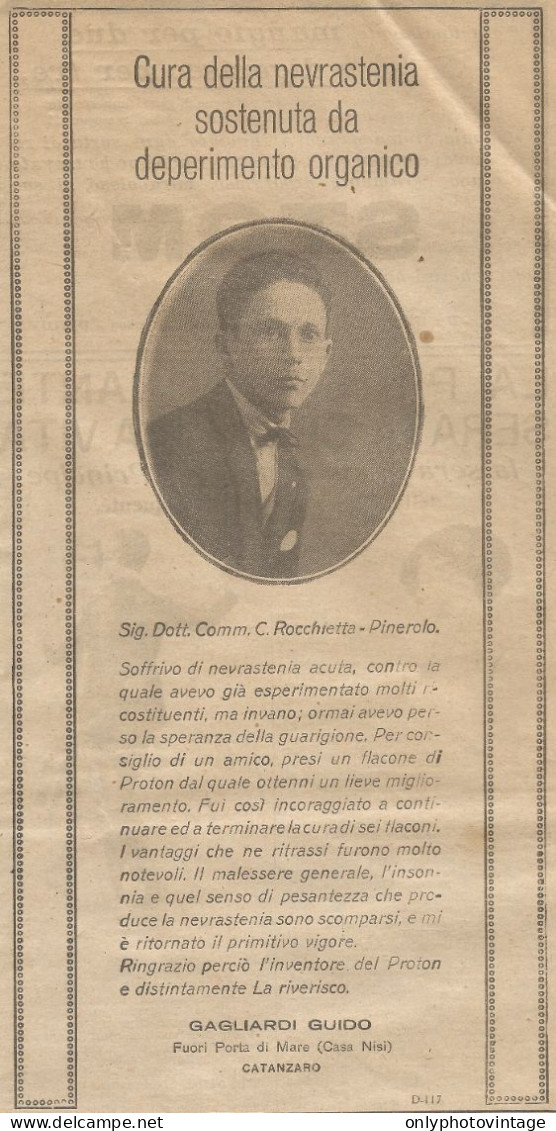 W1024 PROTON - Gagliardi Guido - Catanzaro - Pubblicità 1926 - Advertising - Advertising