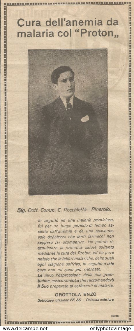 W1015 PROTON - Grottola Enzo - Potenza Inferiore - Pubblicità 1926 - Advertising - Advertising