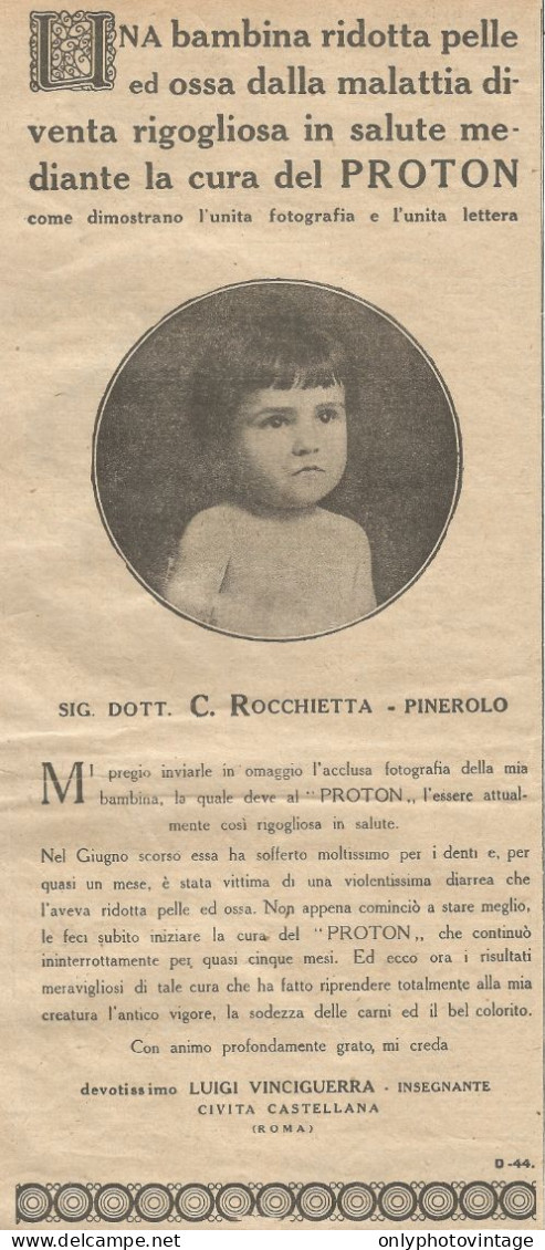 W1022 PROTON - Luigi Vinciguerra - Civita Castellana - Pubblicità 1926 - Advert. - Advertising