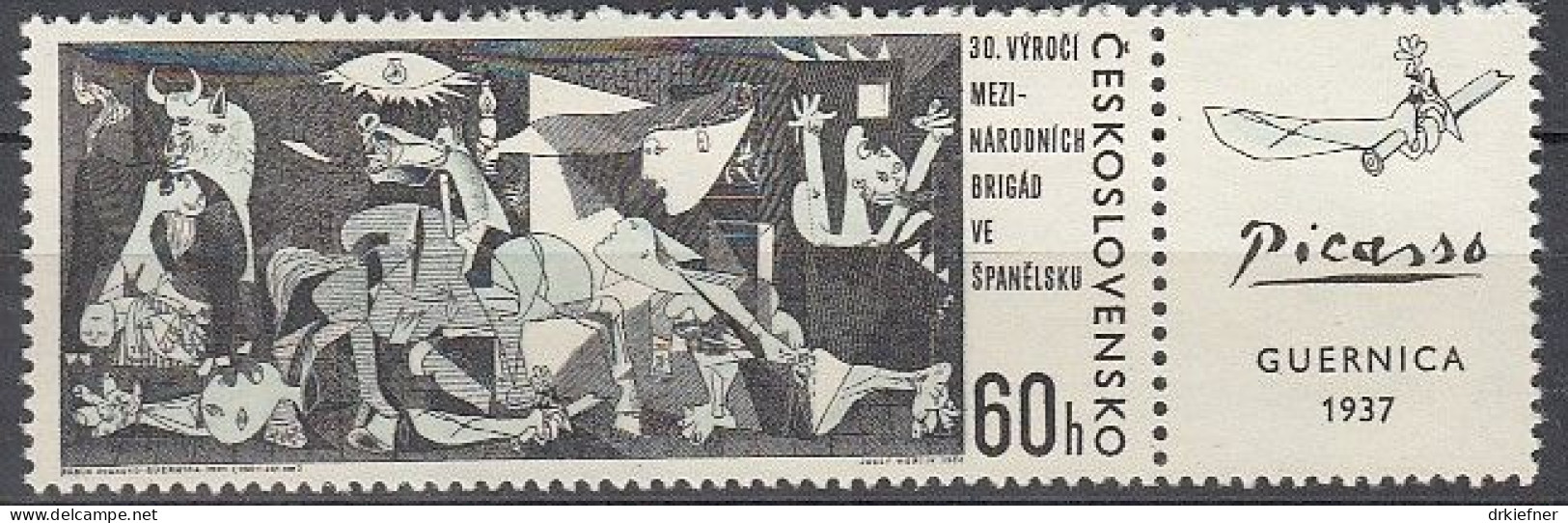 TSCHECHOSLOWAKEI 1637 Zf, Postfrisch **, 30. Jahrestag Des Einsatzes Der Internationalen Brigaden In Spanien, 1966 - Ongebruikt