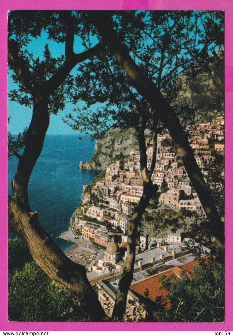 293943 / Italy - POSITANO Panorama Aerial View City PC 1969 USED - 25 L Coin Of Syracuse Italia Italie Italien - 1961-70: Marcofilie