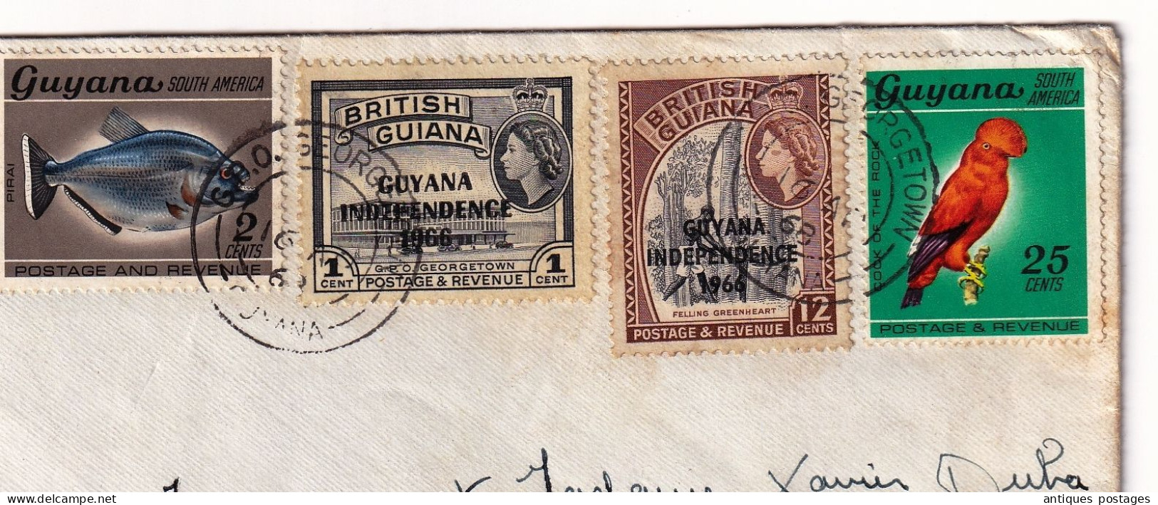 Lettre Guyana Georgetown British Guyana Guiana Independance Pessac Gironde - Guiana (1966-...)