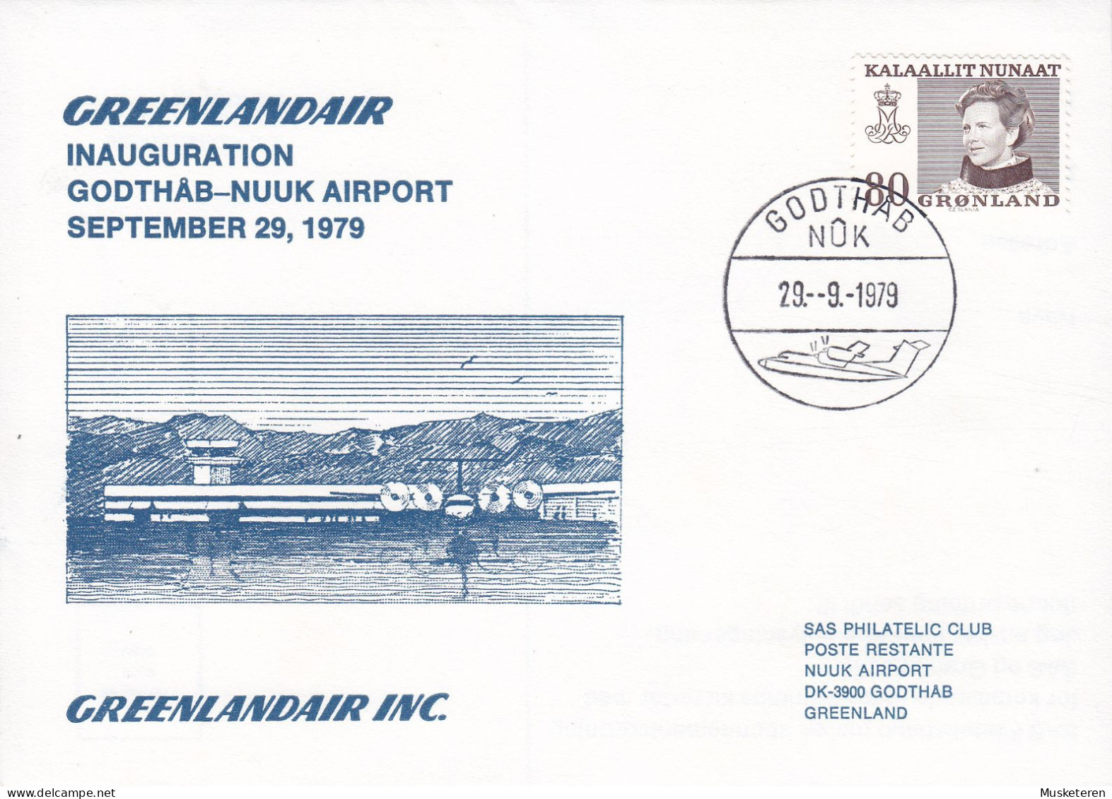 Greenlandair Inauguration GODTHÅB-NUUK Airport 29th September 1977 Cover Brief Lettre Margrethe II. (Cz. Slania) - Cartas & Documentos