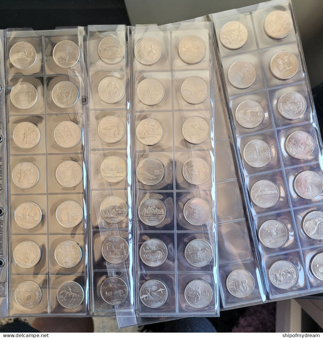 Complete Set Of 50 State Quarters 1999-2009. Mixed P&D Mint. All Coins UNC (from Roll) - 1999-2009: State Quarters