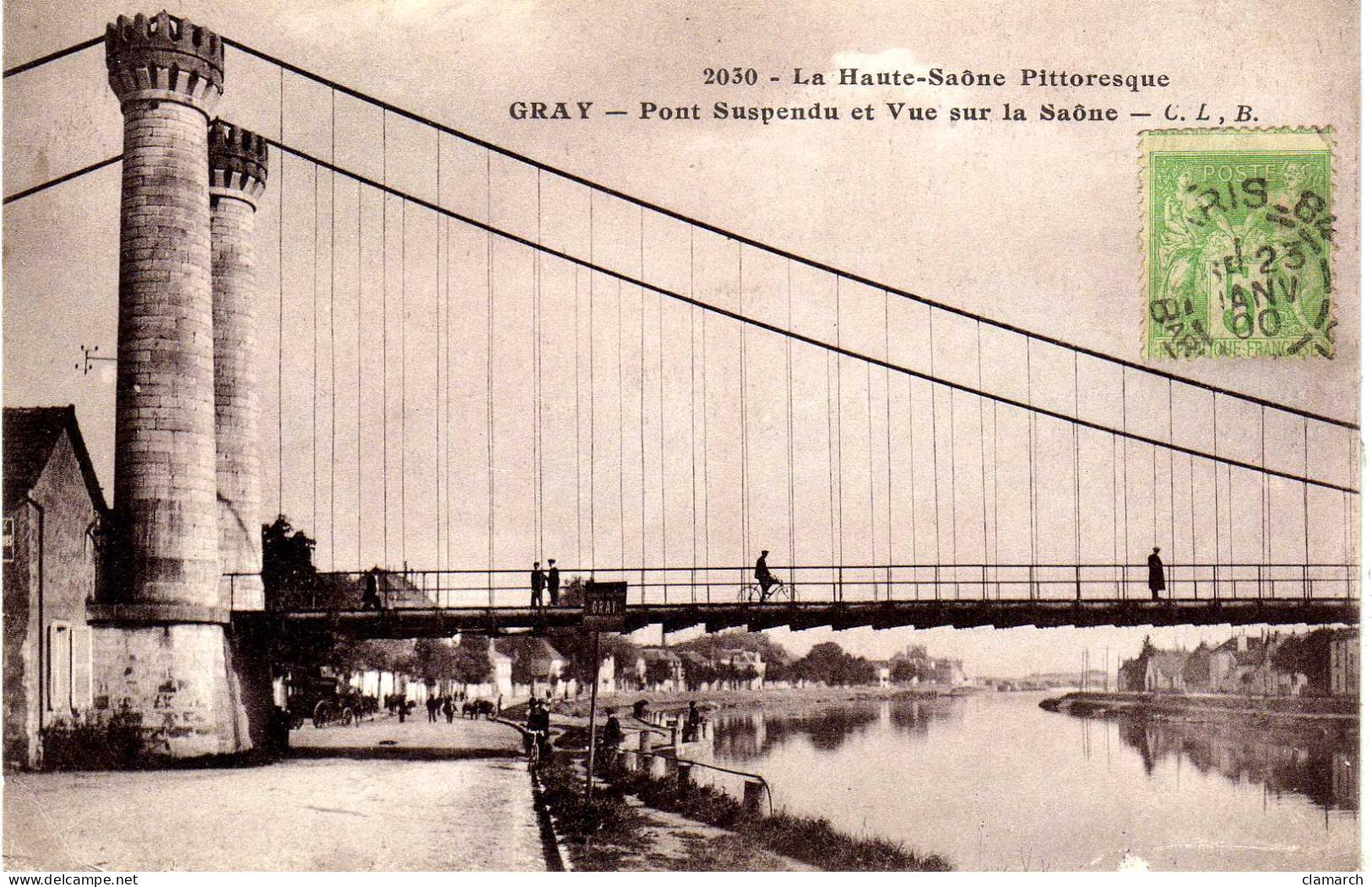 HTE SAONE-Gray-Pont Suspendu Et Vue Sur La Saone - CLB 2030 - Gray