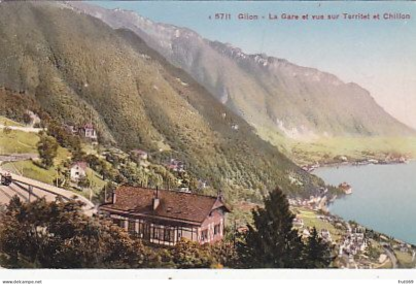 AK 210912 SWITZERLAND - Glion - La Gare Et Vue Sur Territet Et Chillon - Montreux