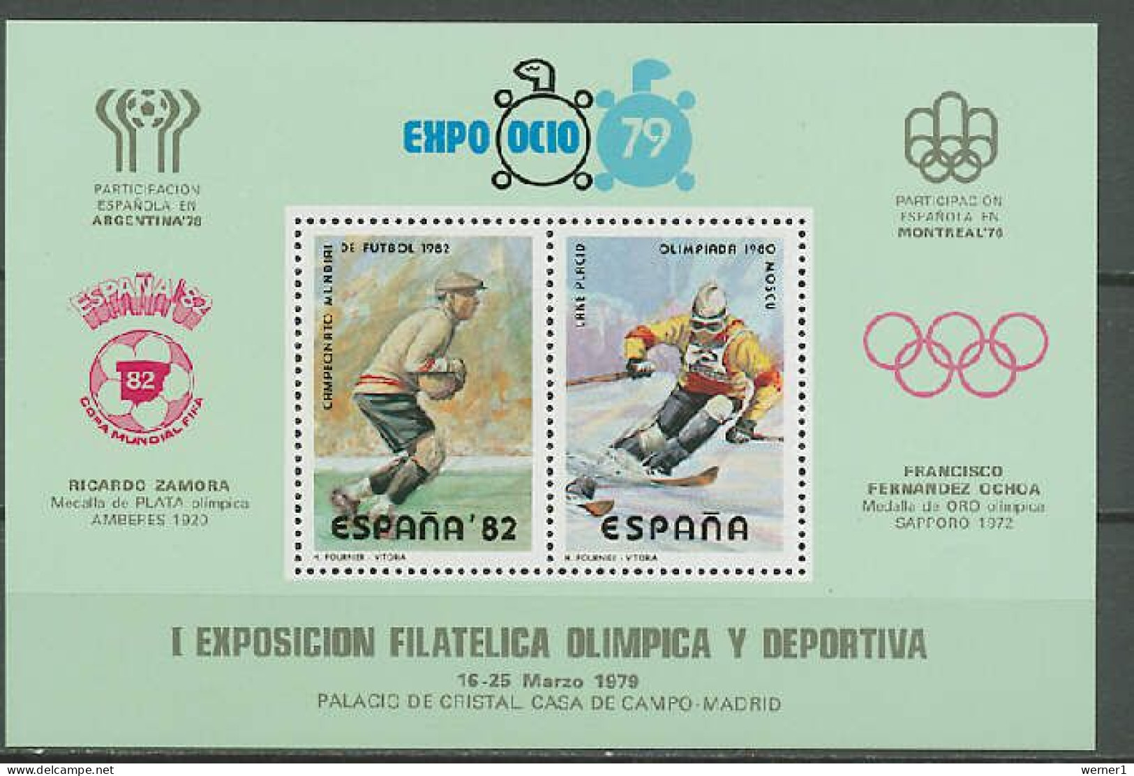 Spain 1979 Football Soccer World Cup, Olympic Games Montreal Vignette MNH - 1978 – Argentine