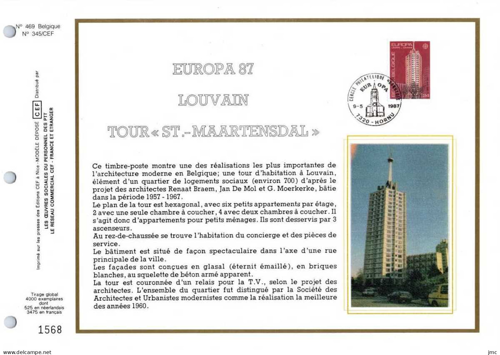 Belgique - Feuillet CEF SOIE ZIJDE 2251 - 09/05/1987 - Europa 87 - 1981-1990