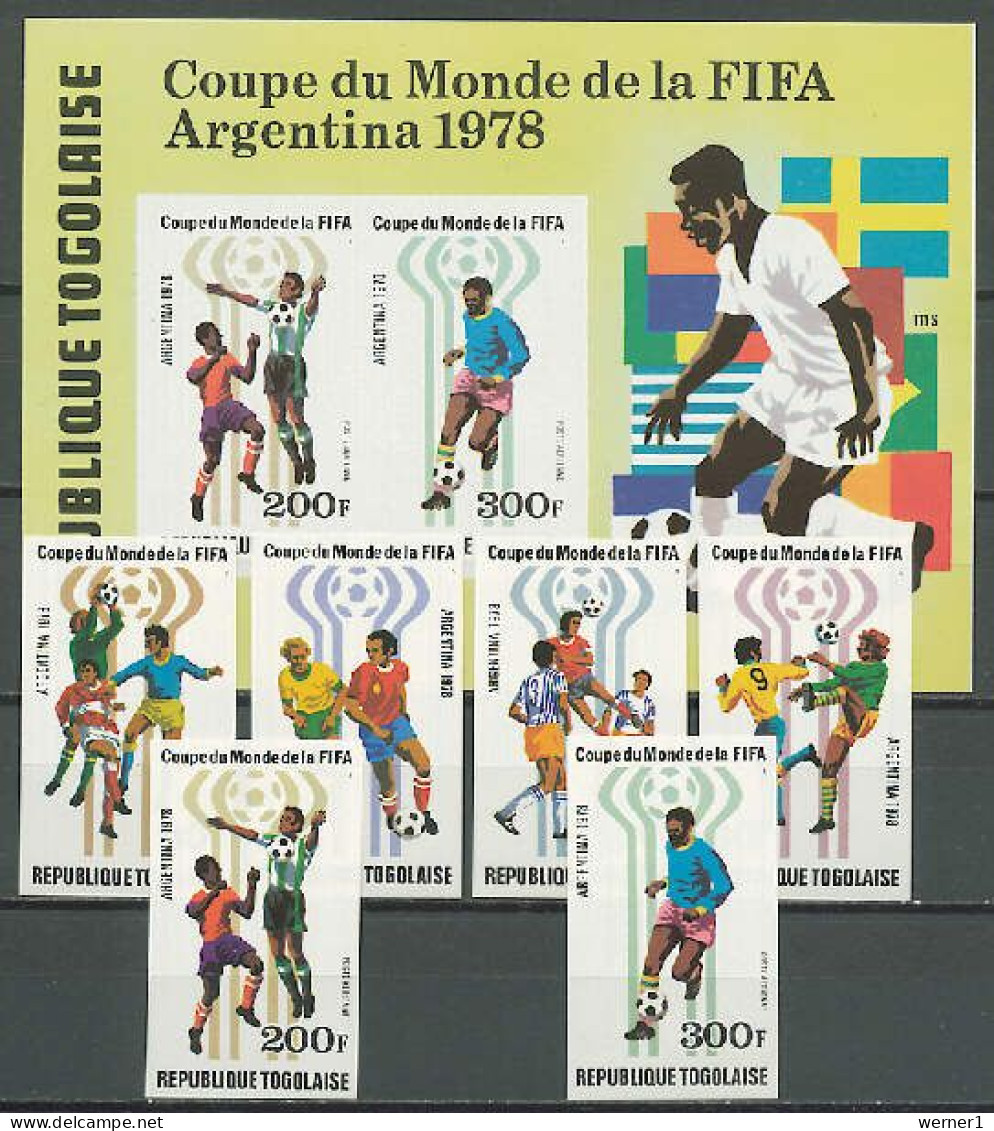 Togo 1978 Football Soccer World Cup Set Of 6 + S/s Imperf. MNH -scarce- - 1978 – Argentina