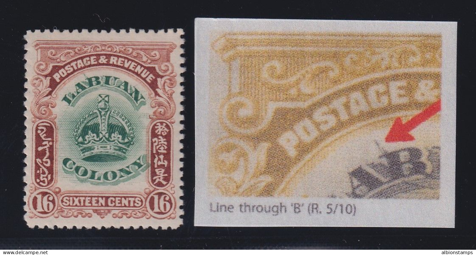 Labuan, SG 124b, MHR "Line Through B" Variety - Borneo Del Nord (...-1963)