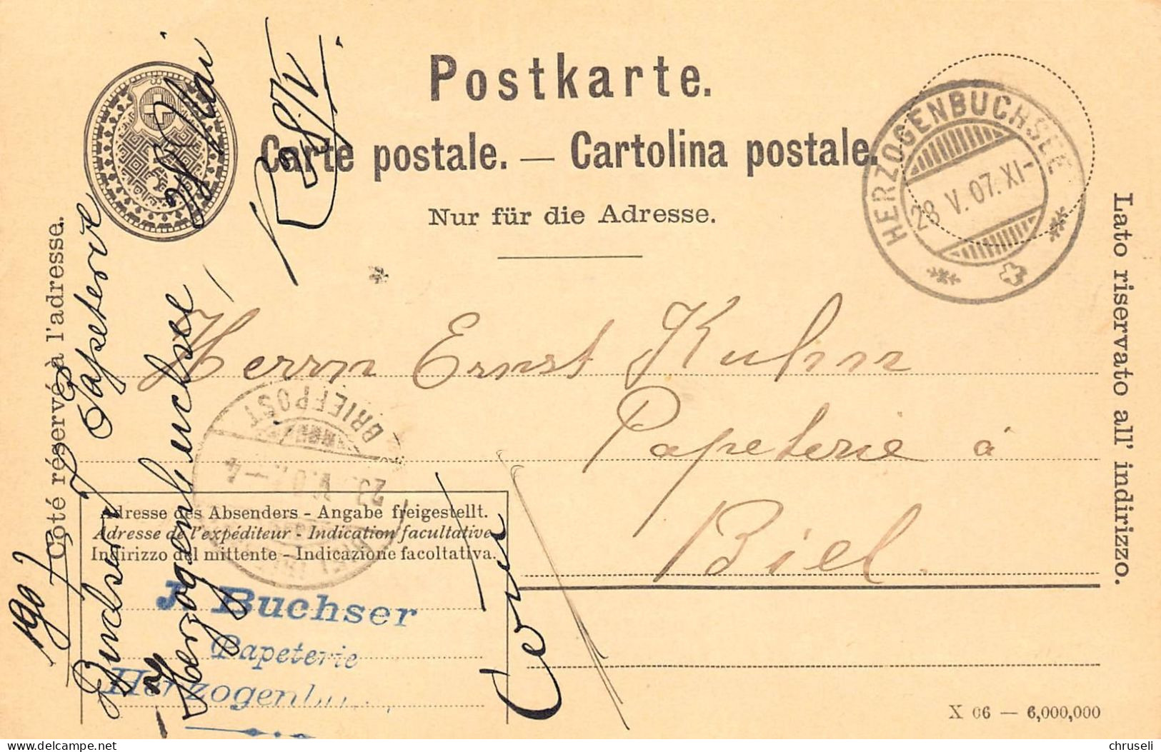 Herzogenbuchsee Papeterie  J. Buchser Firmen Gewerbestempel Besonderheiten - Stamped Stationery