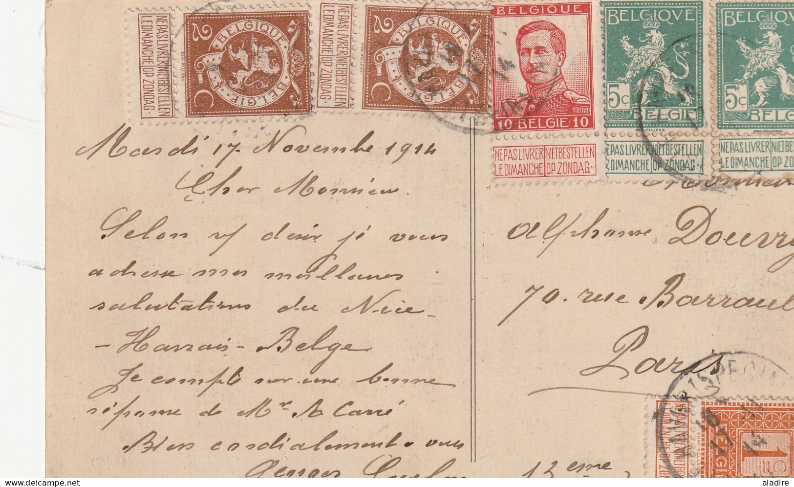 1914/1915 - Collection de 14 enveloppes et cartes - LE HAVRE SPECIAL - gouvernement belge en exil à Sainte Adresse