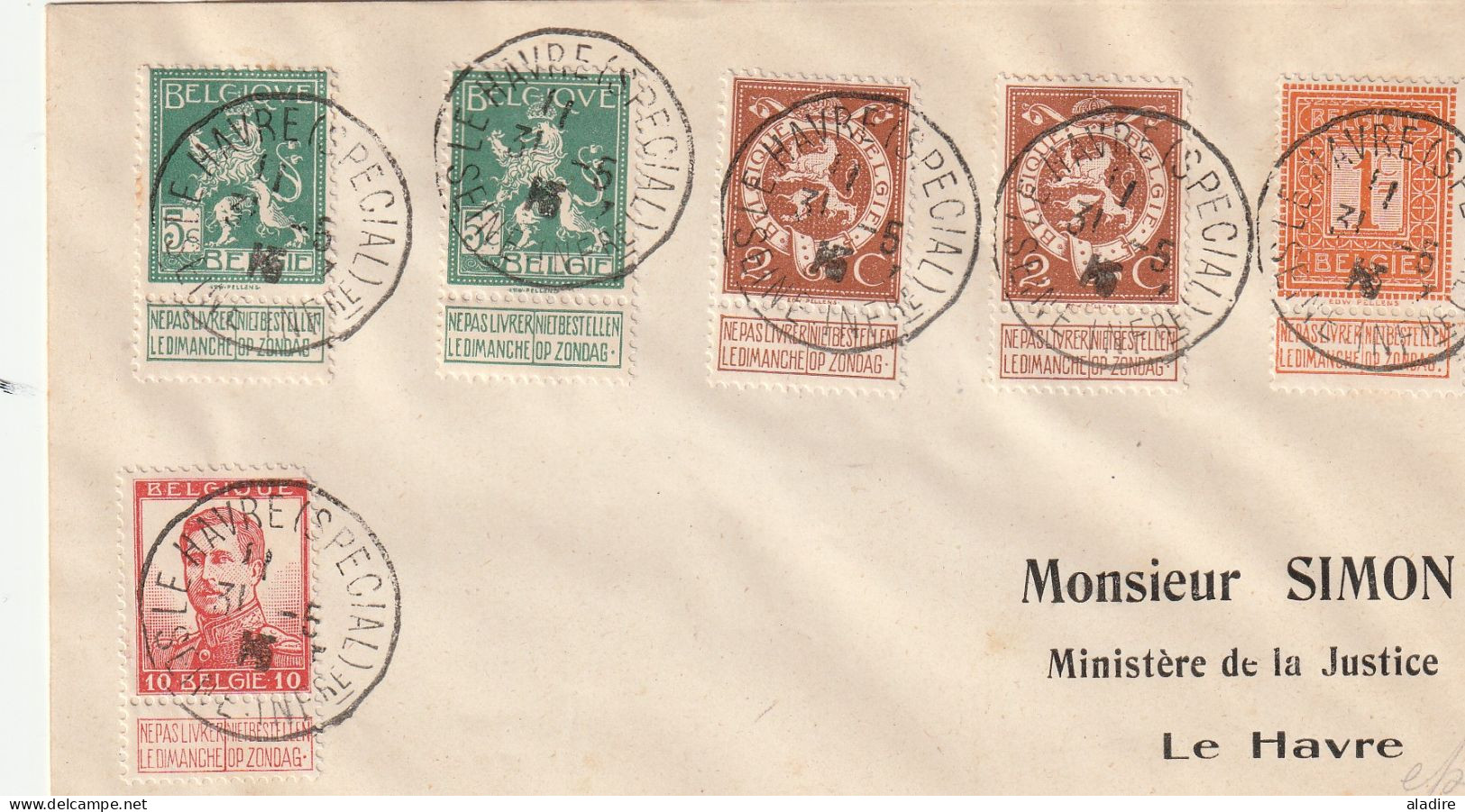 1914/1915 - Collection de 14 enveloppes et cartes - LE HAVRE SPECIAL - gouvernement belge en exil à Sainte Adresse