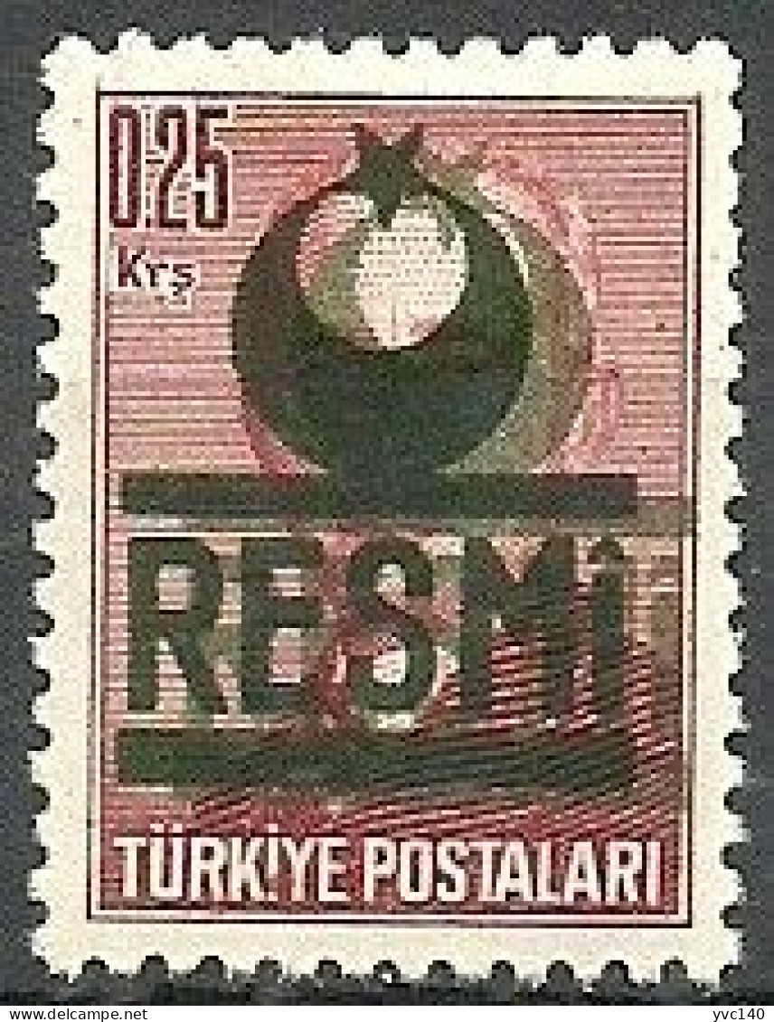 Turkey; 1954 Official Stamp 0.25 K. ERROR "Double Overprint" - Dienstzegels