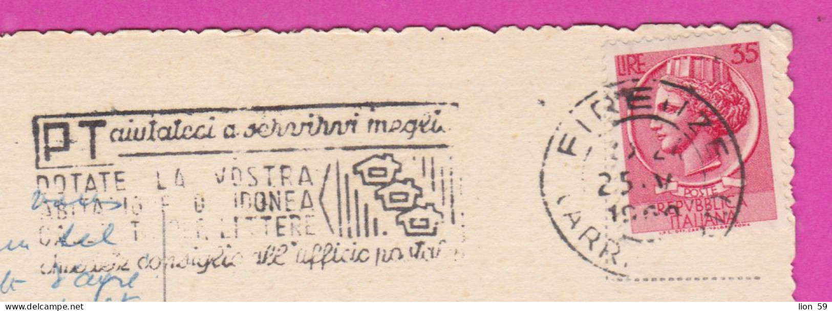 293946 / Italy - FIRENZE Square Of "La Signoria"  PC 1960 USED - 35 L Coin Of Syracuse Flamme.. Cassetta Per Lettere - 1946-60: Poststempel