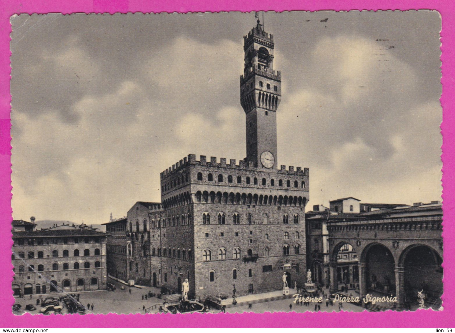 293946 / Italy - FIRENZE Square Of "La Signoria"  PC 1960 USED - 35 L Coin Of Syracuse Flamme.. Cassetta Per Lettere - 1946-60: Poststempel