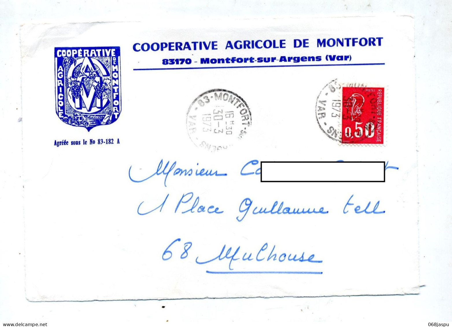 Devant De Lettre Cachet Montfort Sur Bequet Illustré Cooperative - Manual Postmarks