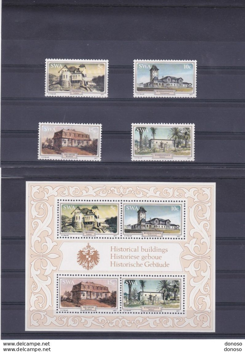 SUD OUEST AFRICAIN SWA 1977 MAISONS ANCIENNES Yvert 381-384 + BF 3, Michel 436-439 + Bl 3 NEUF** MNH - Zuidwest-Afrika (1923-1990)