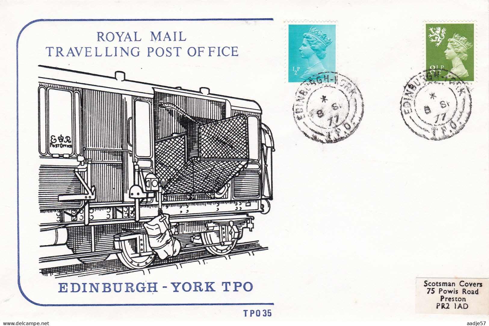 GB Engeland  1977 Royal Mail Travelling Post Office Edenburgh - York TPO - Eisenbahnen