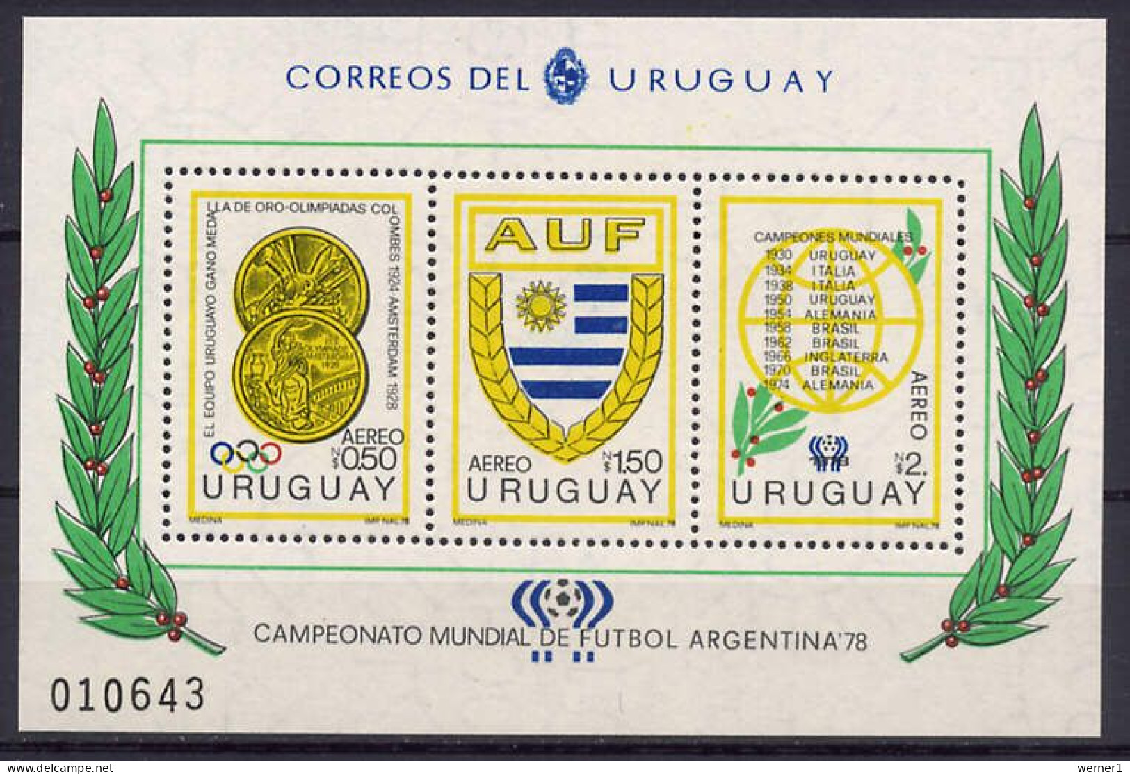 Uruguay 1978 Football Soccer World Cup S/s MNH -scarce- - 1978 – Argentine