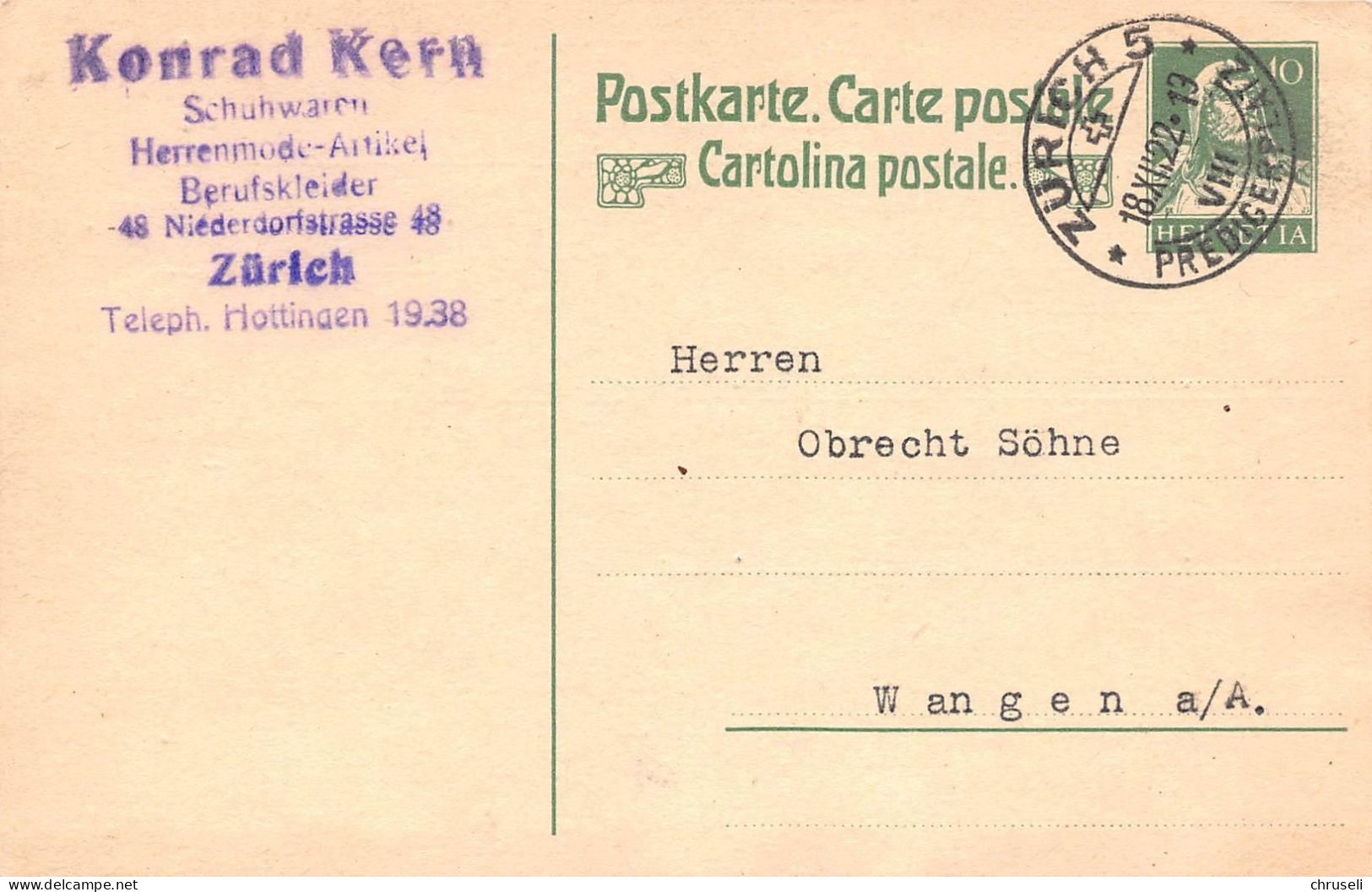 Zürich Schuhwaren Herrenmode Konrad Kern  Firmen Gewerbestempel Besonderheiten - Stamped Stationery