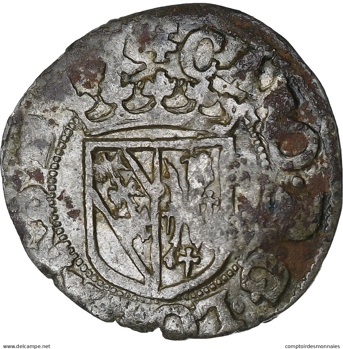 France, Charles III, 10 Deniers, 1545-1608, Nancy, Alerion Countermark, Argent - Altri & Non Classificati