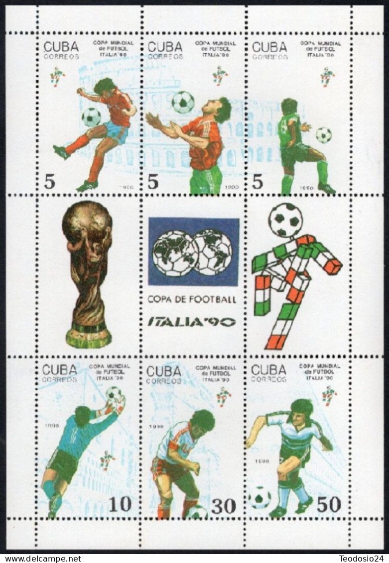 Cuba 1990 Hojas Bloque 116 ** Copa Mundial De Futbol En Italia. - Ungebraucht