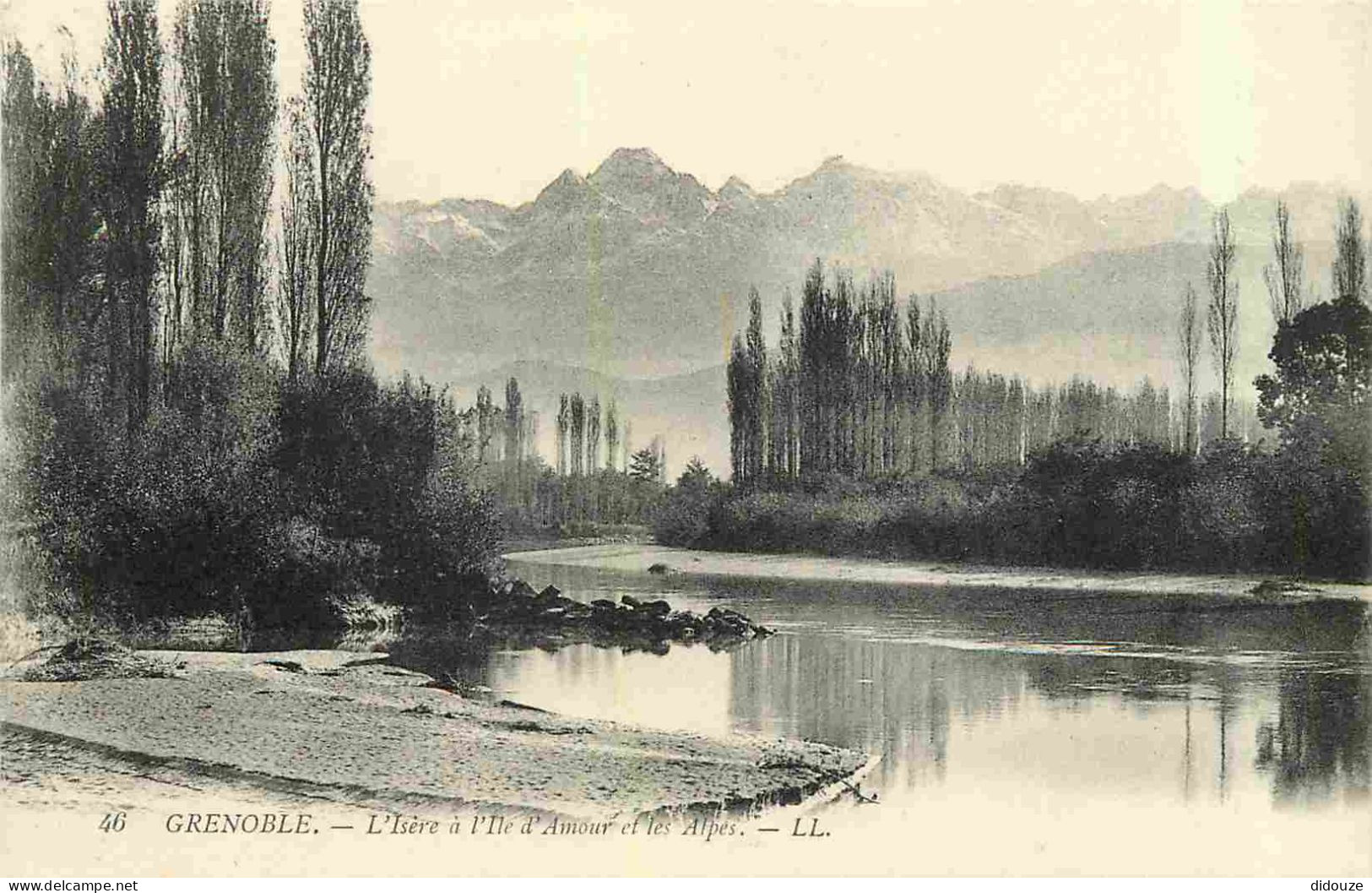 38 - Grenoble - L'Isère à L'ile D'Amour Et Les Alpes - CPA - Voir Scans Recto-Verso - Grenoble