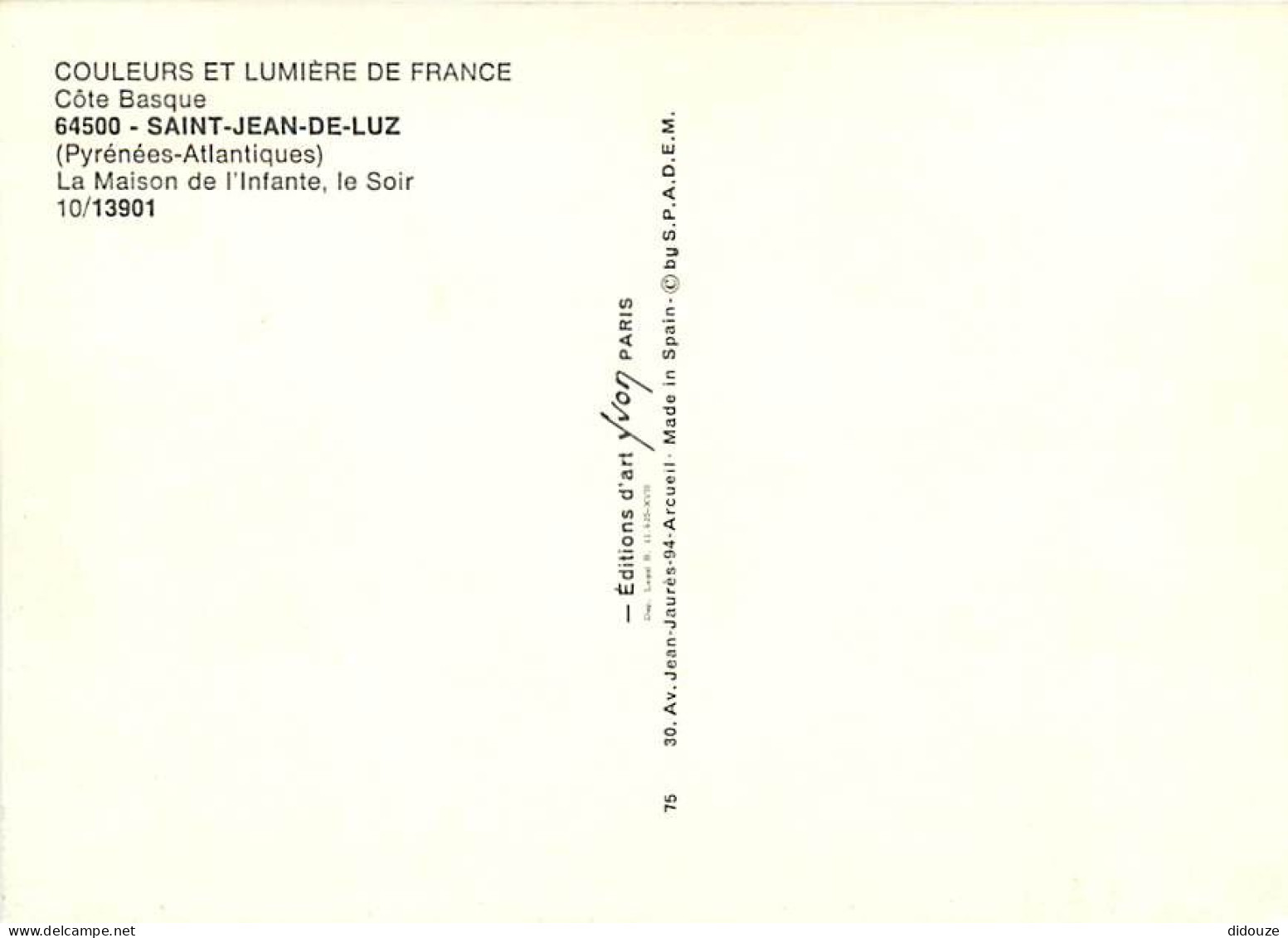 64 - Saint Jean De Luz - La Maison De L'Infante  Le Soir - Automobiles - Carte Neuve - CPM - Voir Scans Recto-Verso - Saint Jean De Luz