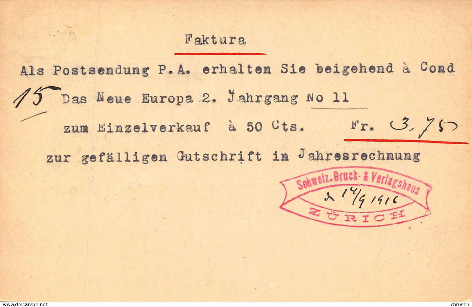 Zürich  Schweizer Druck & Verlaghaus    Firmen Gewerbestempel Besonderheiten - Stamped Stationery