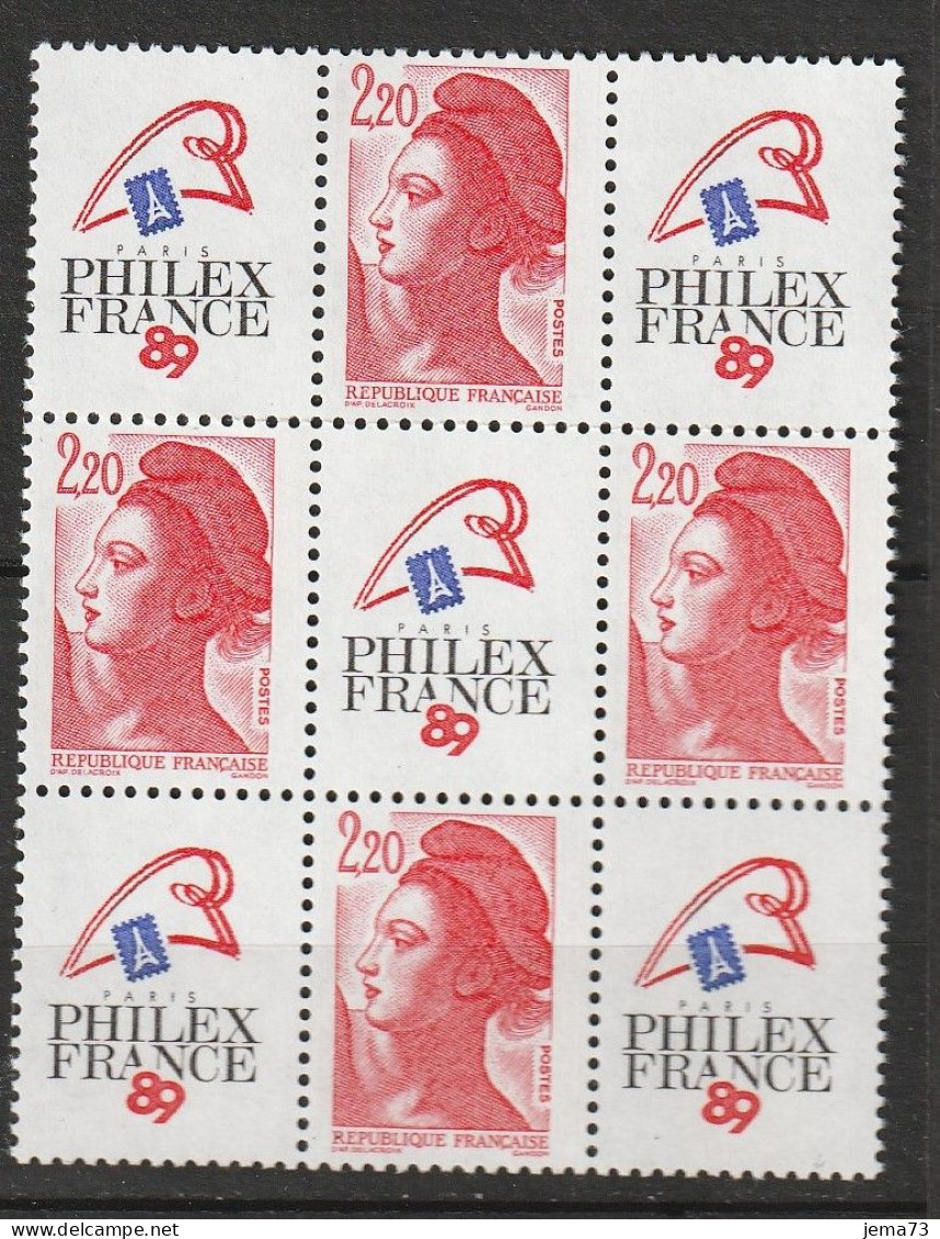 N° 2461 Philexfrance 89Exposition Philatélique Mondiale à Paris; Beau Bloc De 4 Timbres Neuf - Nuovi