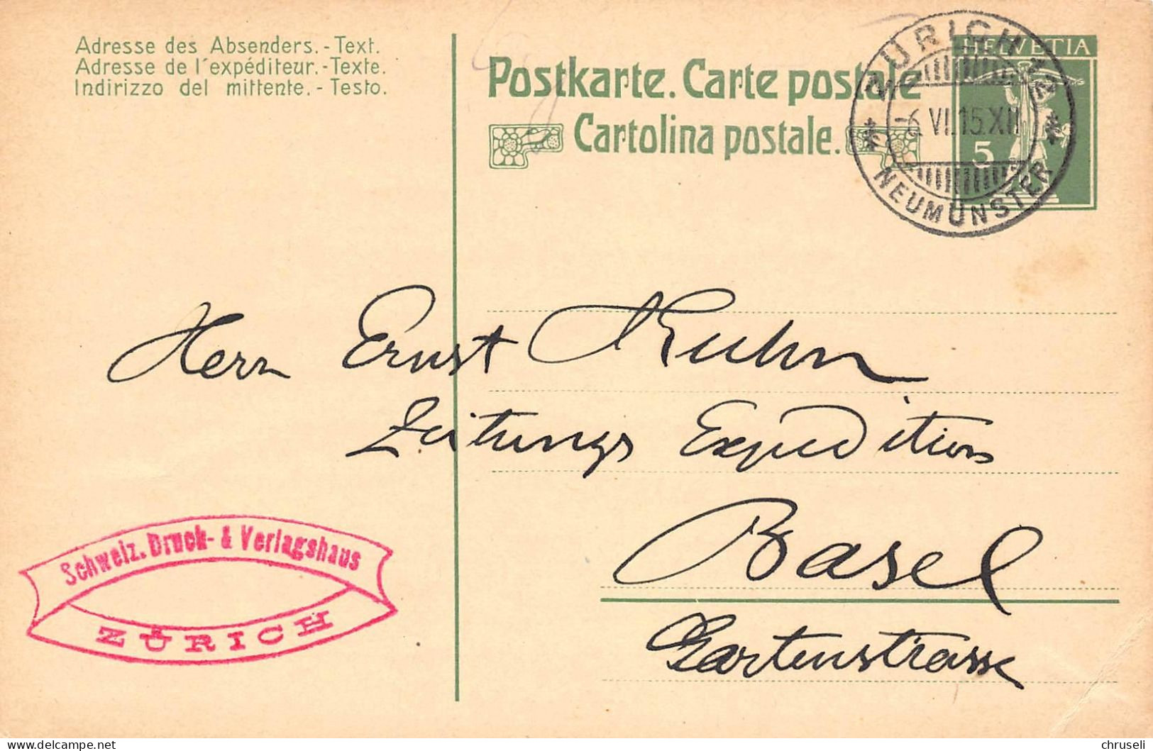 Zürich  Schweizer Druck & Verlaghaus    Firmen Gewerbestempel Besonderheiten - Stamped Stationery