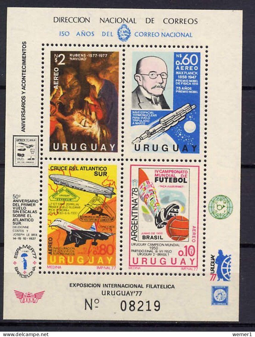 Uruguay 1977 Football Soccer World Cup, Rubens, Zeppelin, Space S/s MNH -scarce- - 1978 – Argentine