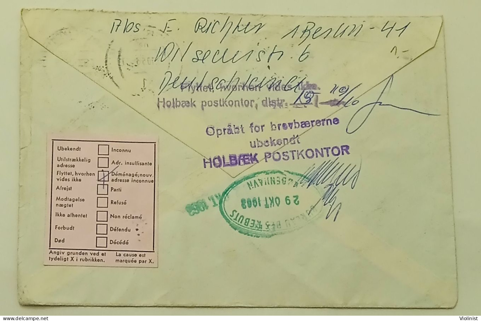 Deutsche Bundespost Berlin-sent to Holbæk,Denmark-damaged-returned 1963.