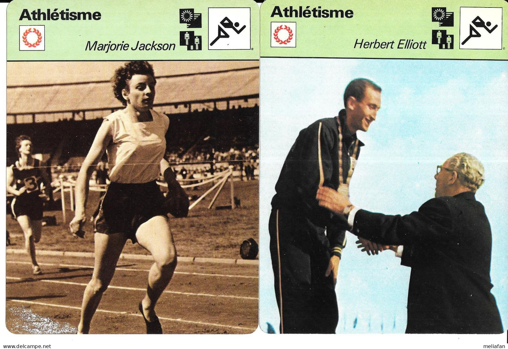 GF2045 - FICHES EDITION RENCONTRE - HERBERT ELLIOTT - MARJORIE JACKSON - RALPH DOUBELL - BETTY CUTHBERT - Athlétisme