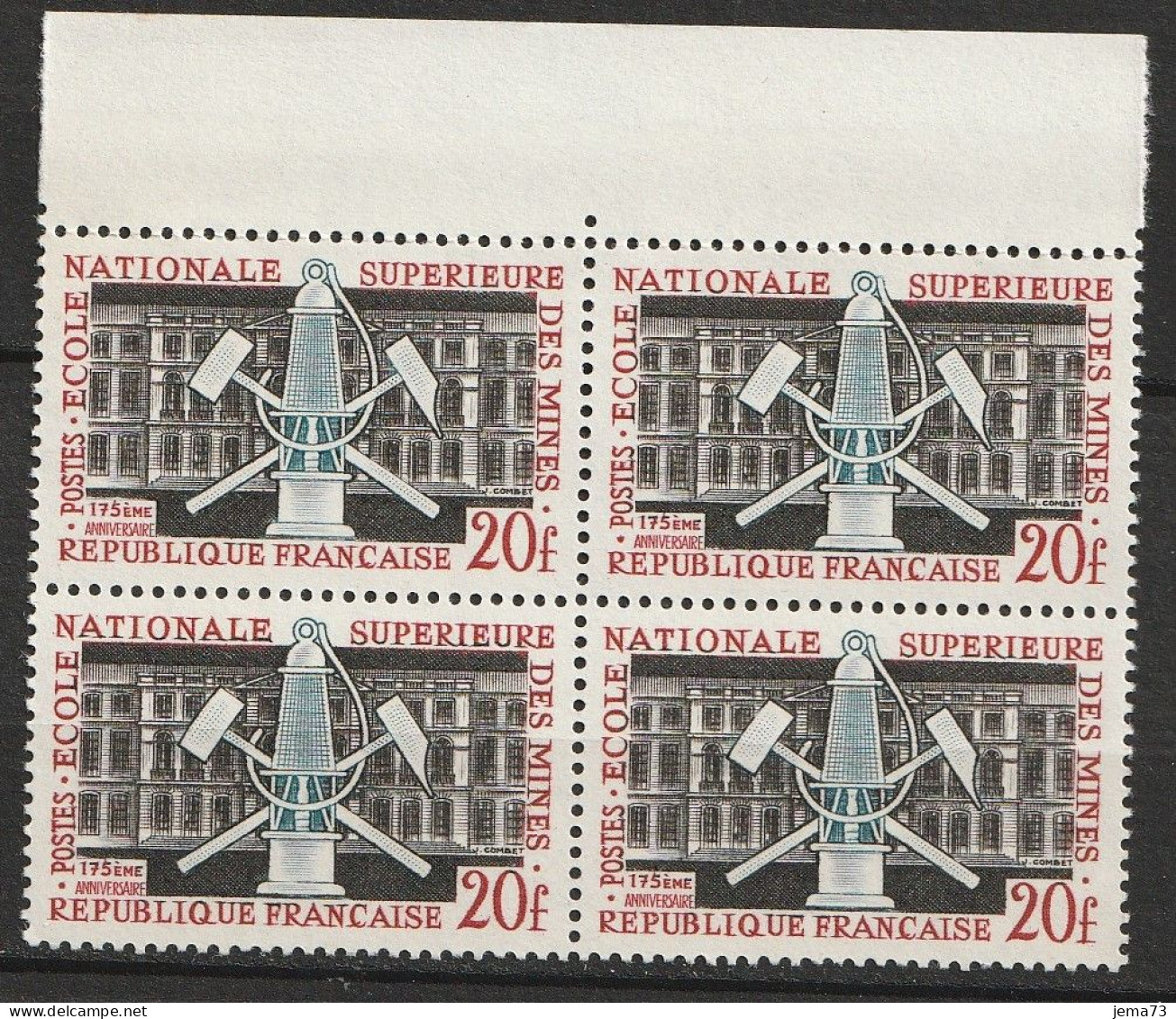 N° 1197 175ème Annivesrsaire De L'Ecole Des Mines De Paris; Beau Bloc De 4 Timbres Neuf - Neufs