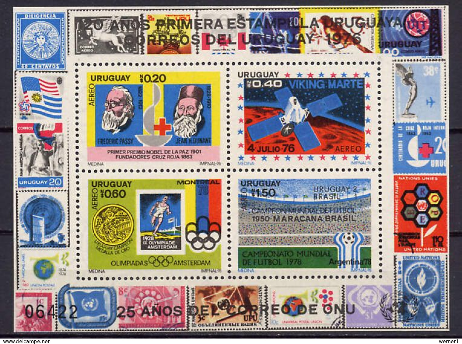 Uruguay 1976 Football Soccer World Cup, Olympic Games Montreal, Space, Red Cross S/s MNH - 1978 – Argentina