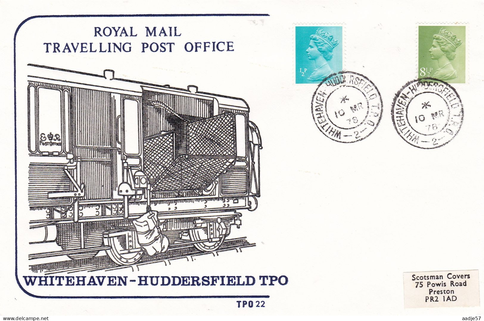 GB Engeland  1978 Royal Mail Travelling Post Office Whitehaven - Huddersfield TPO - Trains