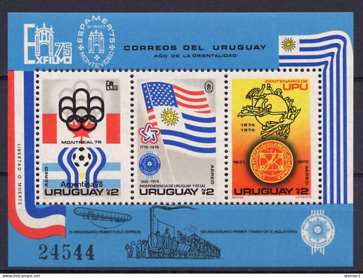 Uruguay 1975 Football Soccer World Cup, Olympic Games Montreal, US Bicentennial, UPU Centenary S/s MNH - 1978 – Argentine