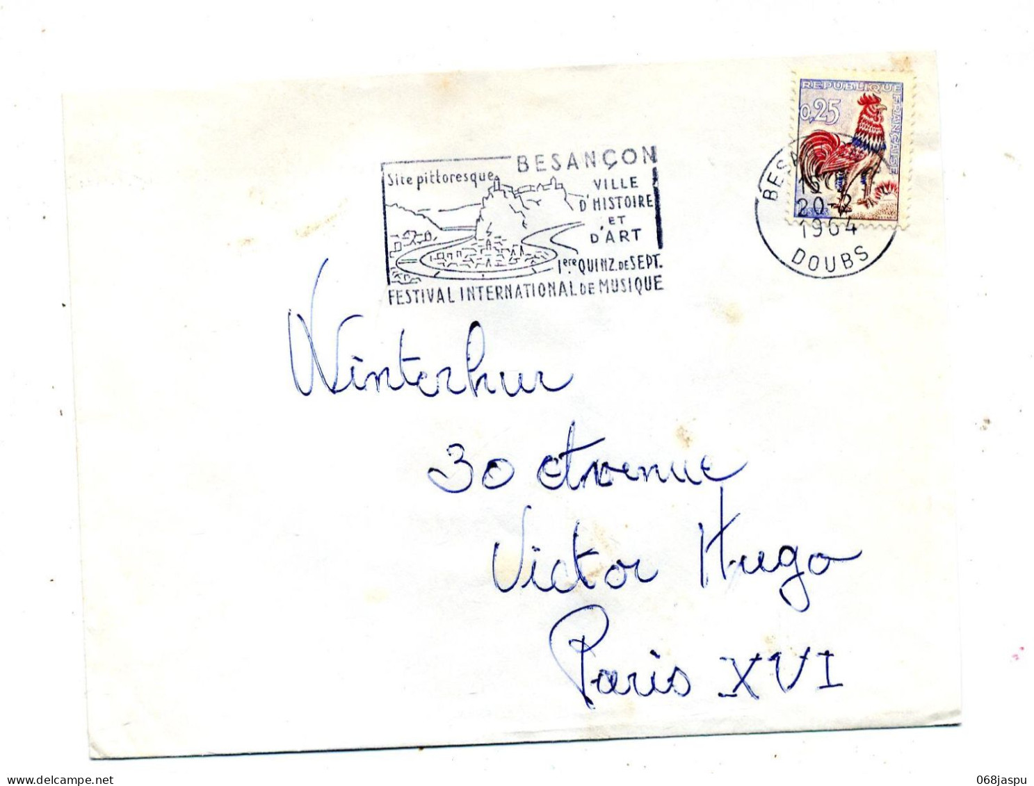 Lettre Flamme Besançon Histoire Art Musique - Mechanical Postmarks (Advertisement)