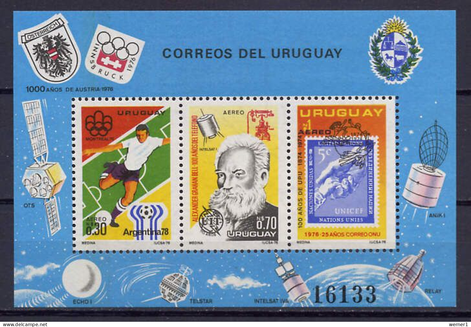 Uruguay 1976 Football Soccer World Cup, Olympic Games Montreal, Space S/s MNH - 1978 – Argentina