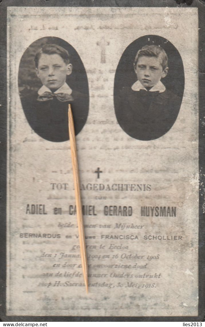 Oorlogsslachtoffer : 1918, Adiel En Camiel Gerad Huysman, EEcloo, Eeklo, Schollier, - Santini
